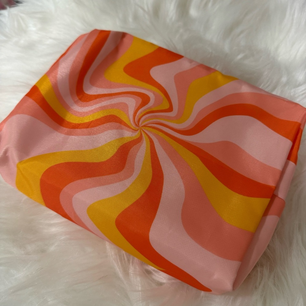 💜 Sephora Spring Summer Collectible Makeup Bag Pink Orange Yellow Gold Zipper